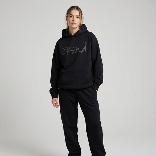 OVERSIZE LOGO HOODIE | BLACK ON BLACK