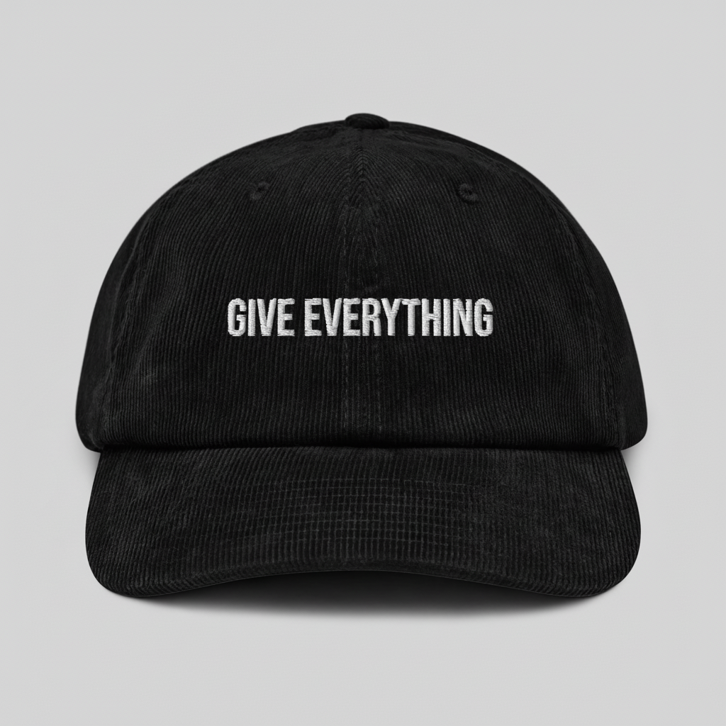 GIVE EVERYTHING | Corduroy hat -BLACK med ljusgrå bakgrund